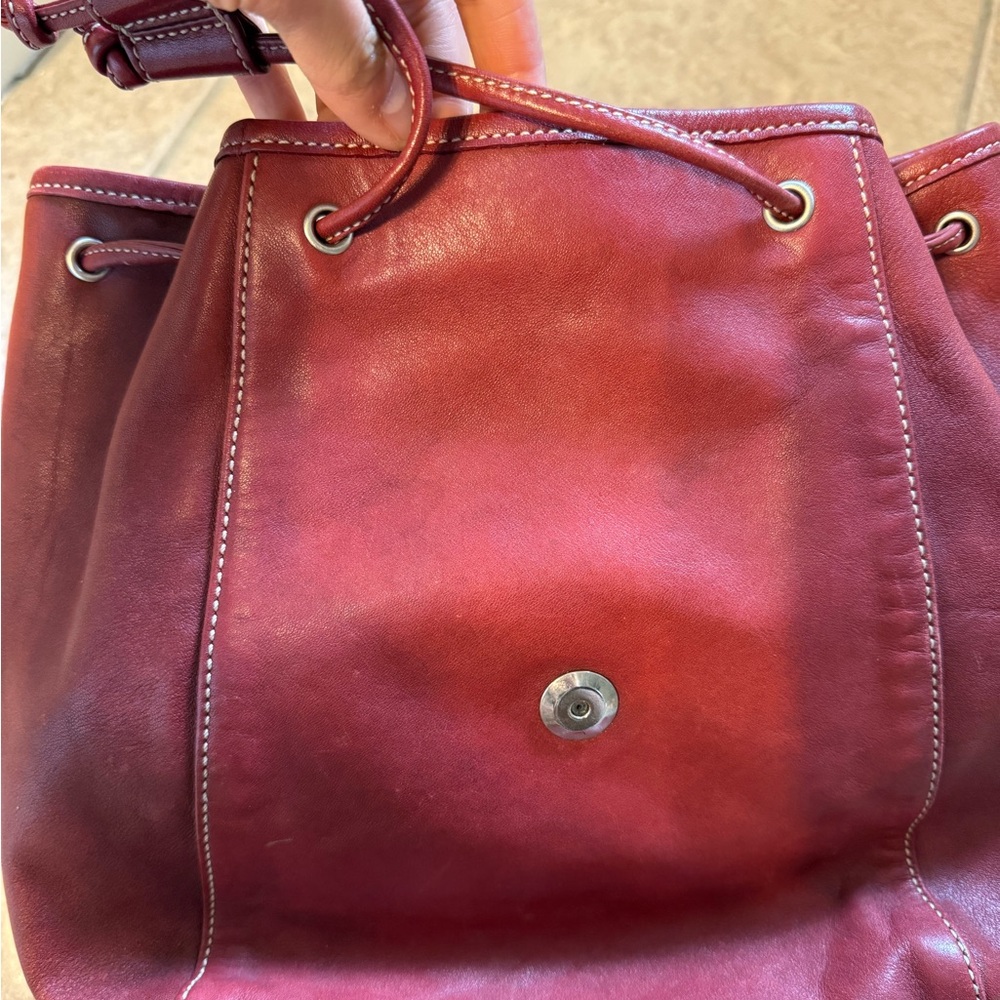 COACH LEGACY DRAWSTRING RED LEATHER BACKPACK 9569 - Picture 9 of 9